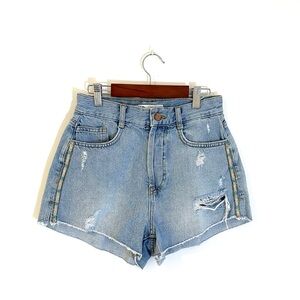 Zara High-Rise Beaded Denim Shorts